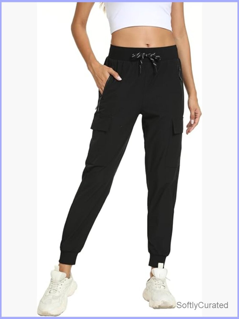 Womens Cargo Joggers Lightweight Quick Dry Hiking Athletic Pants with Pockets